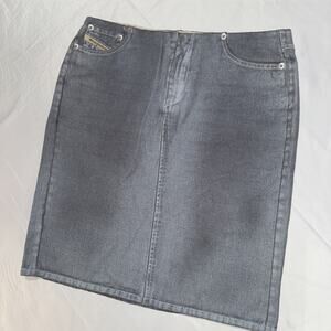 Vintage Diesel Y2K Pencil Denim Skirt Light blue Grey Wash Size 28 Low Rise